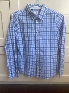 Jacadi Blue and White Plaid Button-Down Shirt